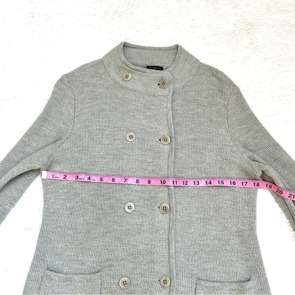 Talbots Lambswool Grey Double Button Up Long Sleeve Cardigan, Size Small Petite - Picture 9 of 11